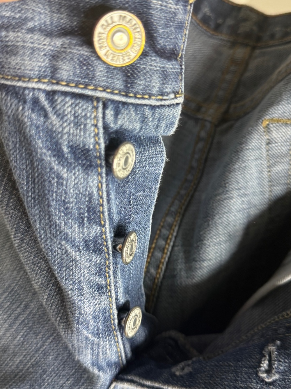 7 For All Mankind Jeans Size 32 Medium Wash Straight Leg Premium Denim - Picture 9 of 14